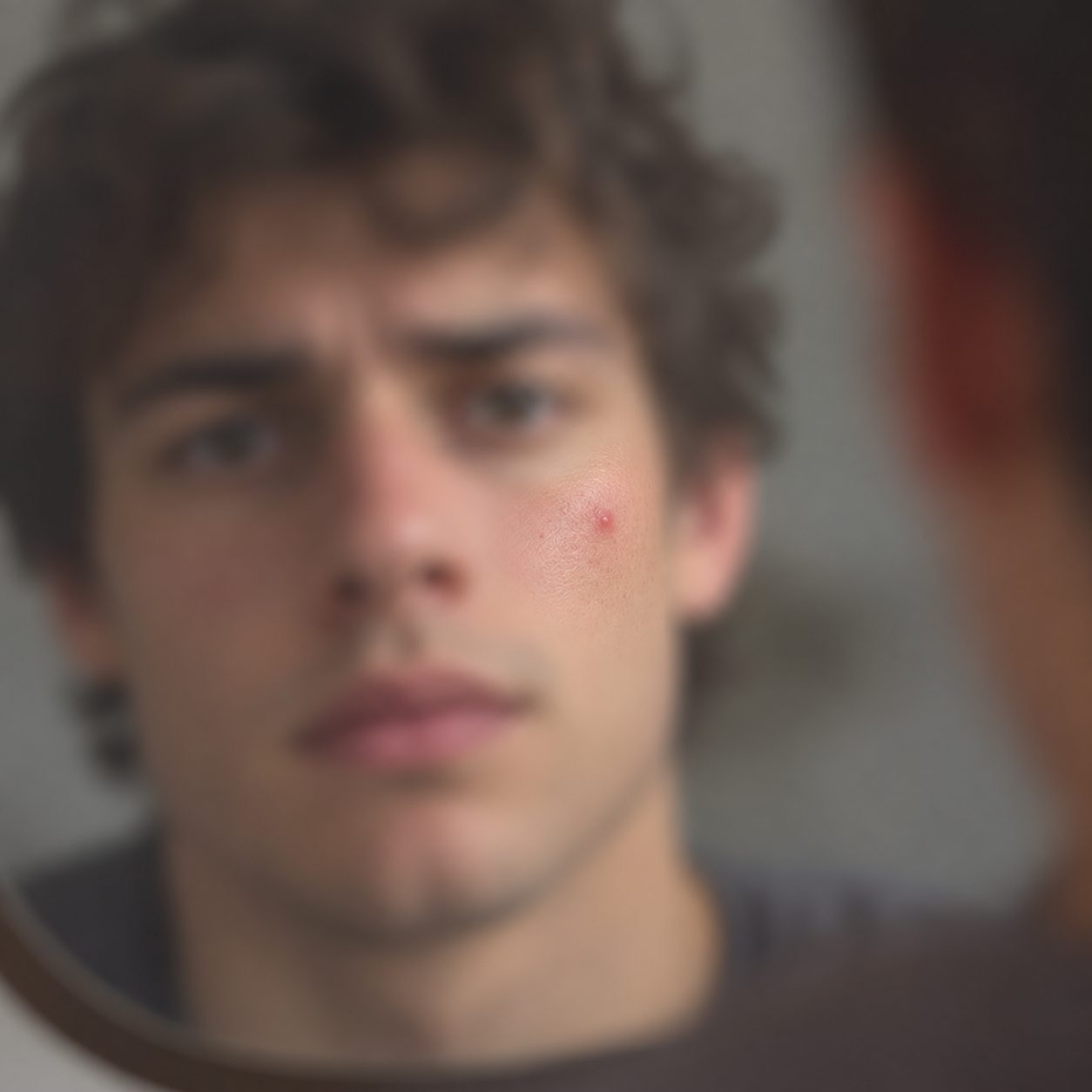 Rostro desenfocado con un detalle de la piel enfocado
