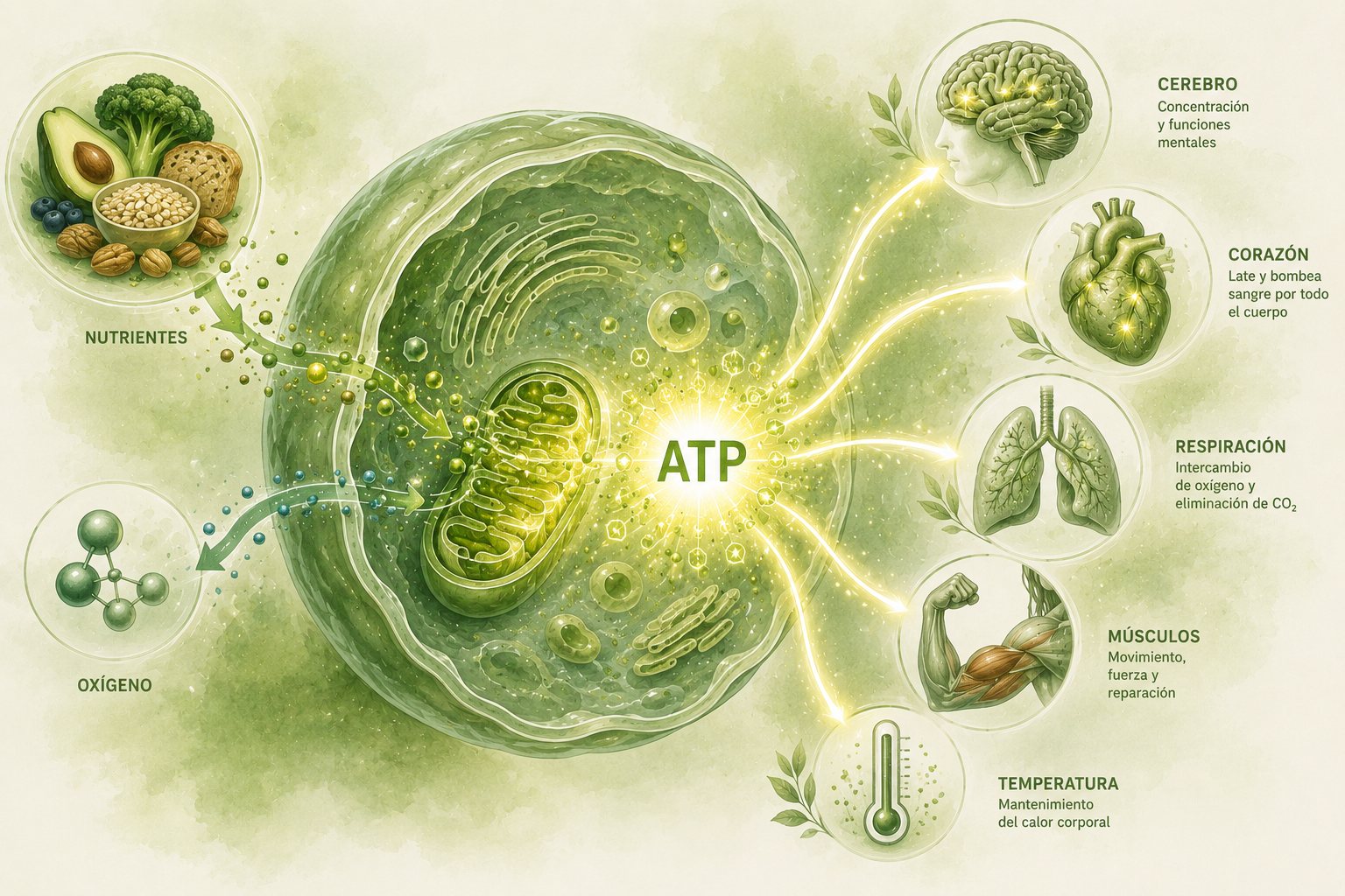 ATP en una célula y su relación con las funciones del organismo